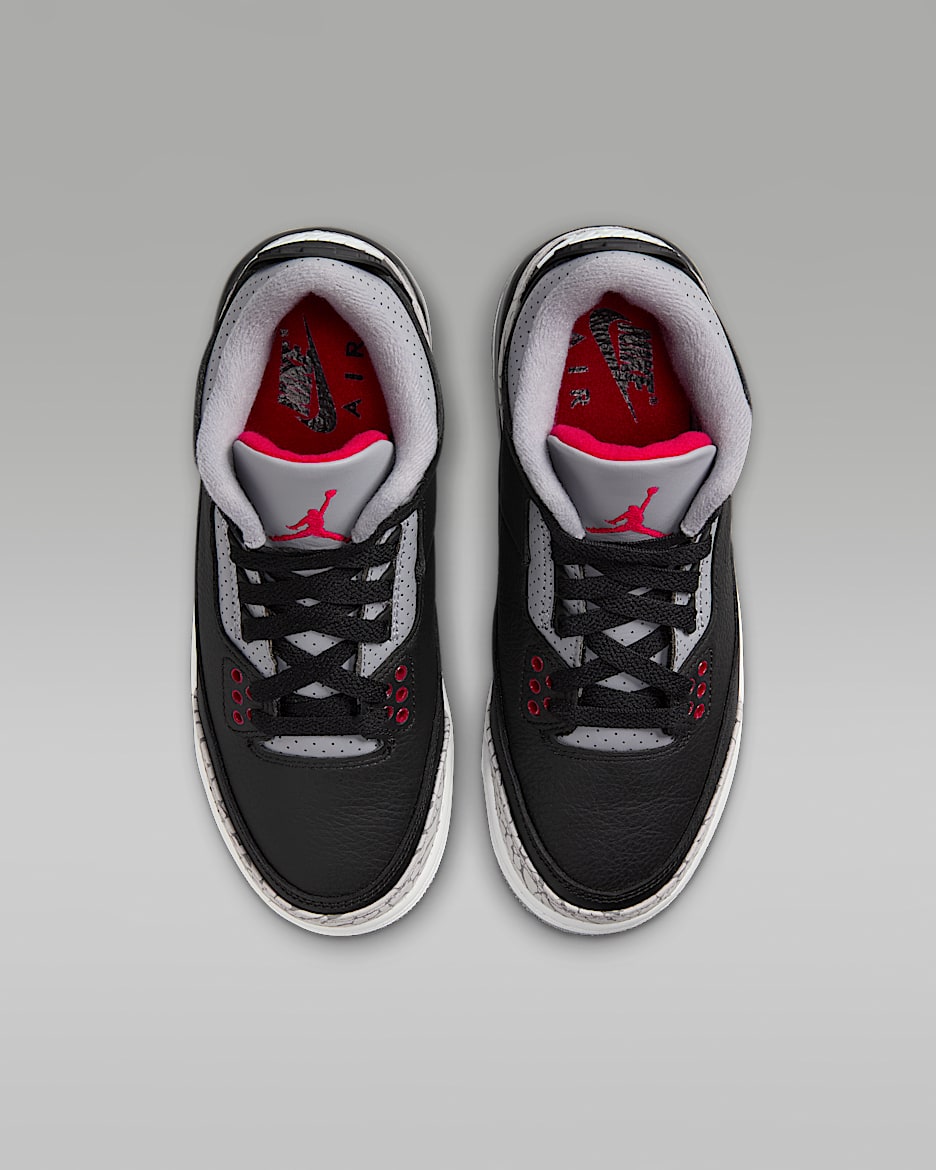 Air Jordan 3 Retro Black Cement Big Kids Shoes. Nike